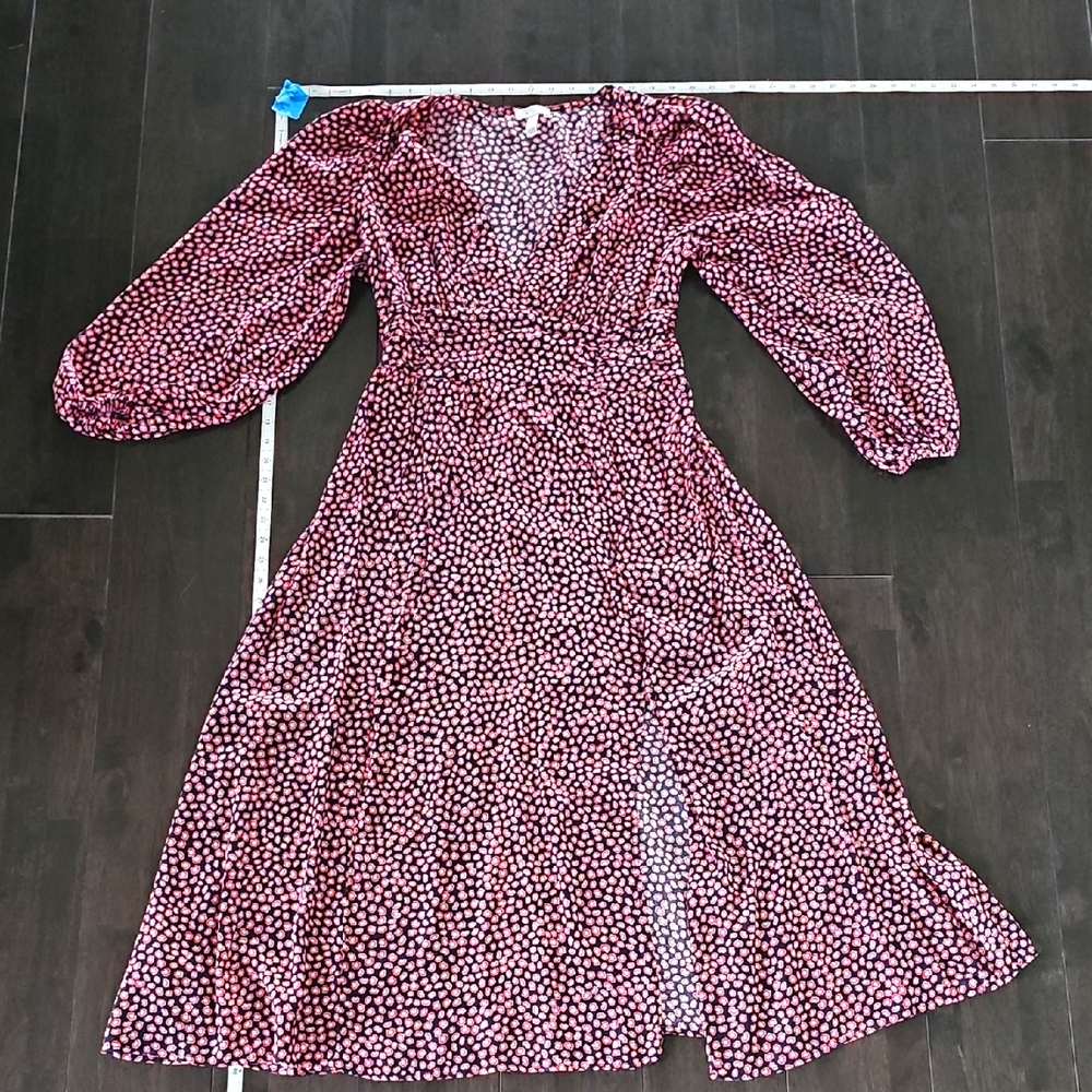 Leith Long Sleeve Floral Dress in Pink and White